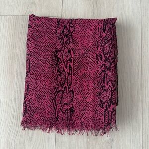 Pink print black and white scarf